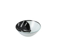 Bowl Leaf Round Glass Black/White
