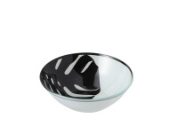 Bowl Leaf Round Glass Black/White