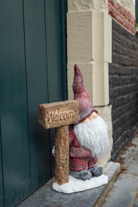 Gnomes Standing Welcome Poly Red