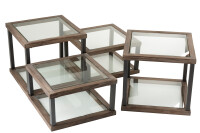 Set Of 4 Coffee Tables Wood/Glass