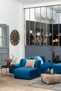 Sofa Straight Textile/Wood Blue
