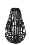 Lantern Droplet Form Bamboo Black