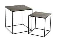 Set 2 Side Tables Square Oxidize