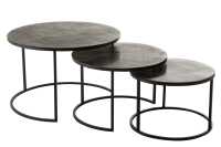 Set 3 Side Tables Round Oxidize