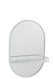 Mirror Oval+Plank Metal White