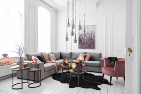Sofa Corner Velvet Grey 