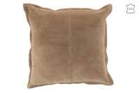 Coussin Point Carre Cuir Beige