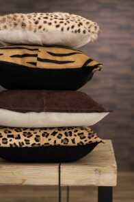 Cushion Animal Print Leather Mix