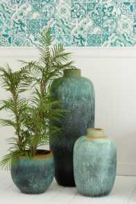 Portavasi Vintage Ceramica Azzurro